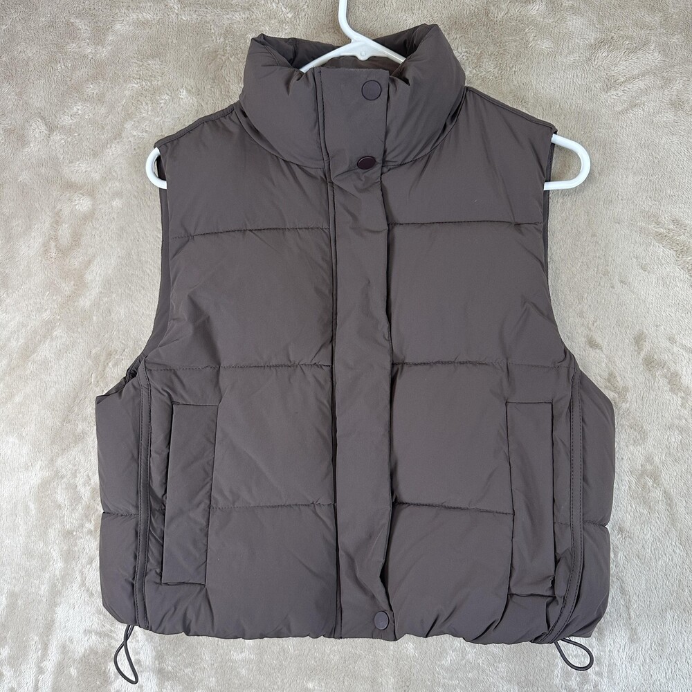 FLX Vest Womens XS Brown Puffer Quilted Insulated Zip Up Winter Casual Outerwear